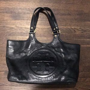 Tory Burch Bombe Black Leather Tote